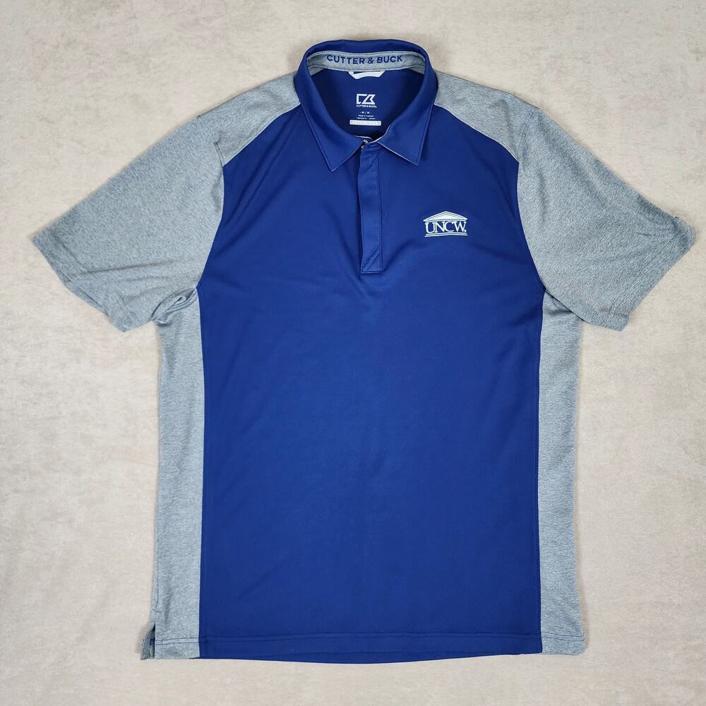 UNCW Seahawks Polo Shirt Blue gray Drytec 50+ UPF Wilmington NC COLLEGE SPORT M